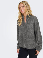 Ana zip pocket cardigan grijs of beige