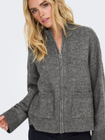 Ana zip pocket cardigan grijs of beige