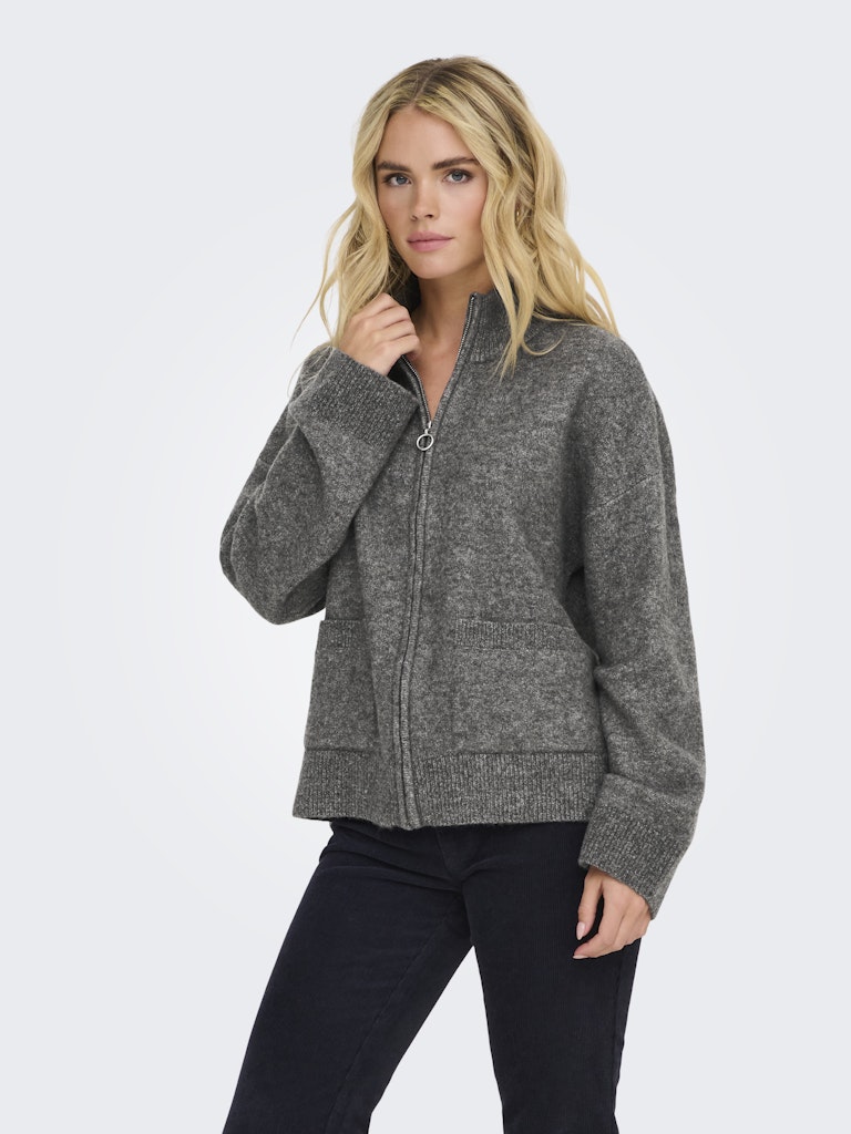 Ana zip pocket cardigan grijs of beige