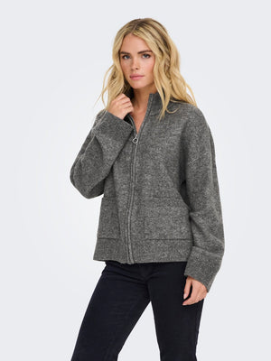 Ana zip pocket cardigan grijs of beige