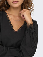 Camille lace v-neck zwart, donkergroen of lime