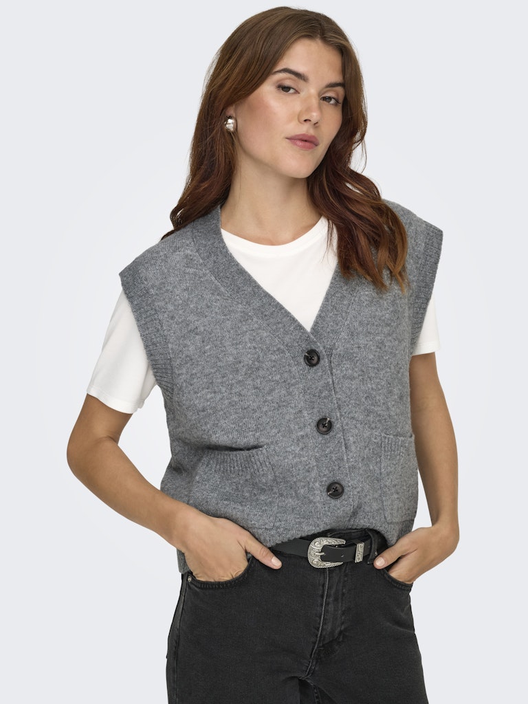 Super knit vest beige of grijs