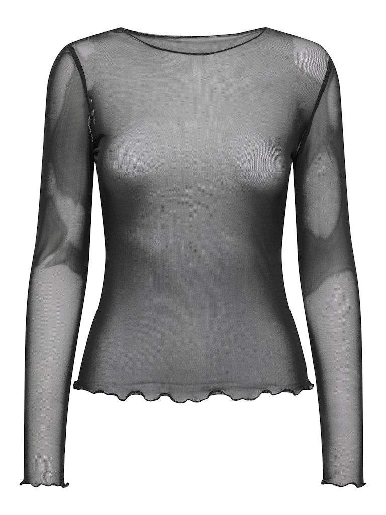 Elsa mesh top zwart of zwart-beige