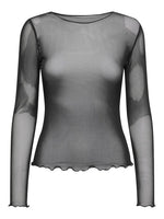 Elsa mesh top zwart of zwart-beige