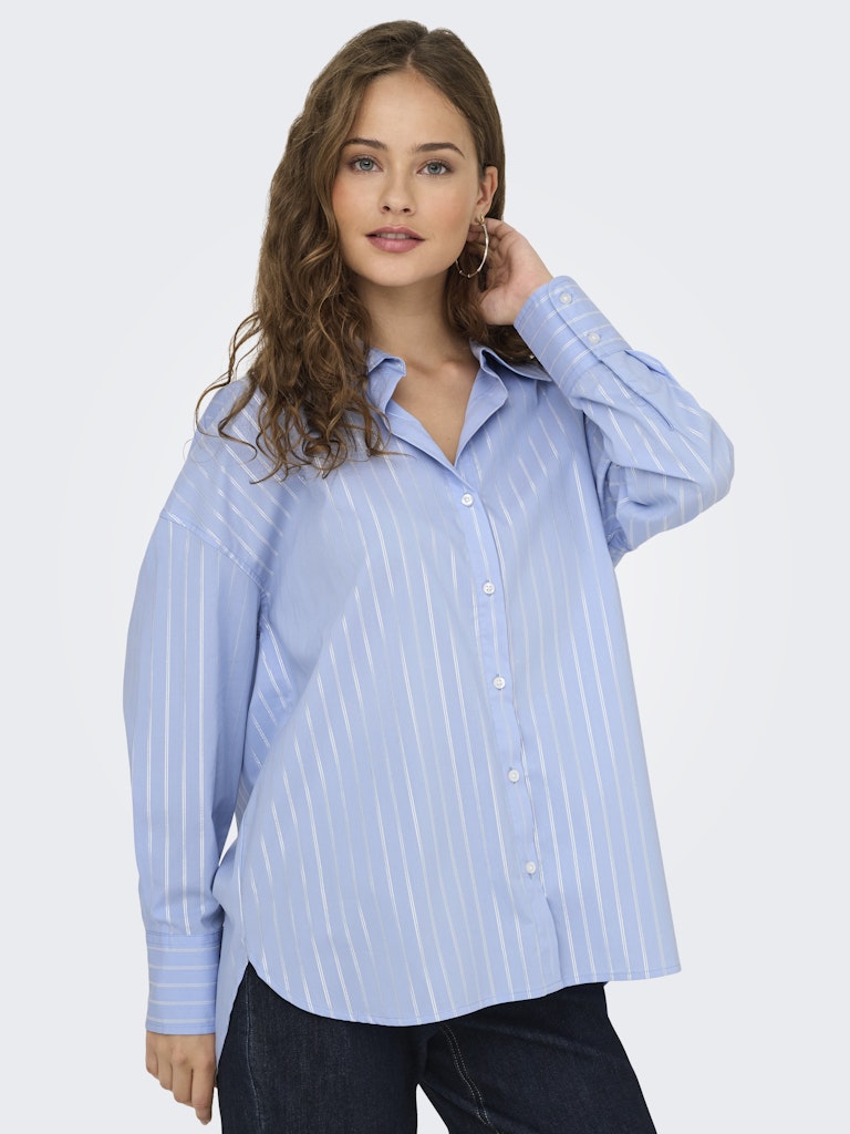 Mio lurex shirt chambray blue silver