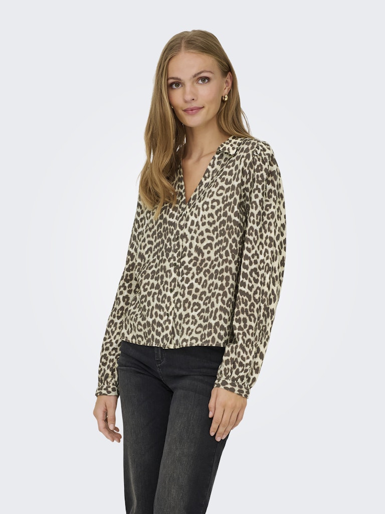 Beatrice v-neck shirt brown leo