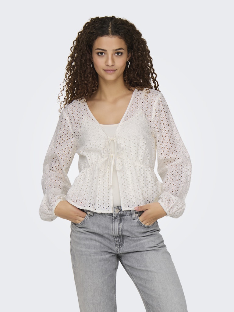 Sunny anglaise tie top wit, donkerblauw of lila