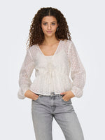 Sunny anglaise tie top wit, donkerblauw of lila