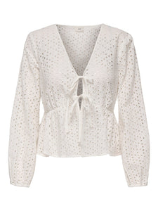Sunny anglaise tie top wit, donkerblauw of lila