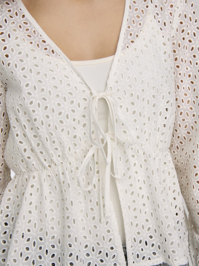 Sunny anglaise tie top wit, donkerblauw of lila
