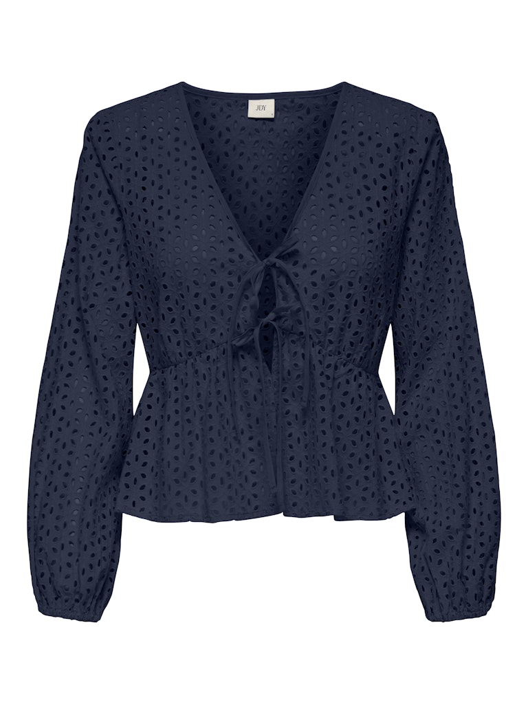 Sunny anglaise tie top wit, donkerblauw of lila