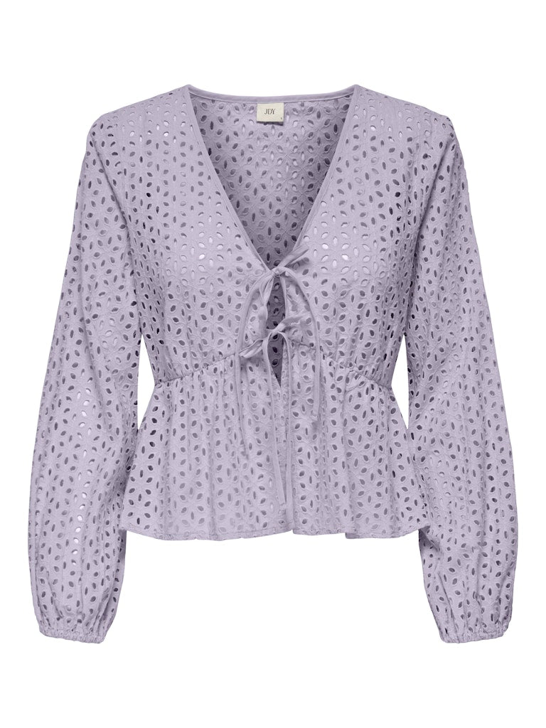 Sunny anglaise tie top wit, donkerblauw of lila
