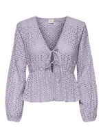 Sunny anglaise tie top wit, donkerblauw of lila