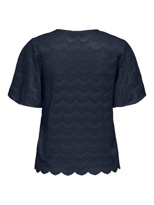 Larna lace top donkerblauw of ecru