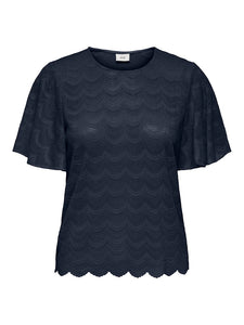Larna lace top donkerblauw of ecru