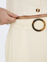 Milan linen belted skirt khaki, lila of ecru