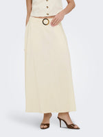 Milan linen belted skirt khaki, lila of ecru