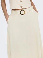 Milan linen belted skirt khaki, lila of ecru