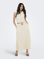 Milan linen belted skirt khaki, lila of ecru