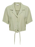 Caya linen knot shirt lichtgroen, felroze of wit