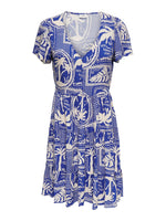 Sezen button dress kobalt of wit postcard