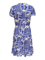 Sezen button dress kobalt of wit postcard