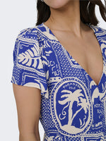 Sezen button dress kobalt of wit postcard