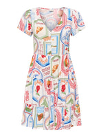 Sezen button dress kobalt of wit postcard
