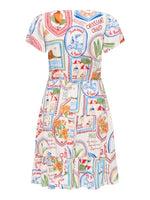 Sezen button dress kobalt of wit postcard