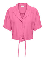 Caya linen knot shirt lichtgroen, felroze of wit