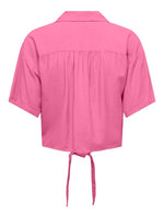 Caya linen knot shirt lichtgroen, felroze of wit