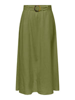 Milan linen belted skirt khaki, lila of ecru