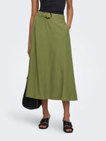 Milan linen belted skirt khaki, lila of ecru