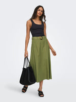 Milan linen belted skirt khaki, lila of ecru