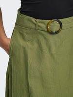 Milan linen belted skirt khaki, lila of ecru