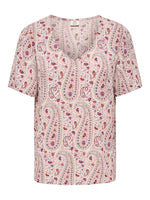 Gaby v-neck top beige-zwart of paars paisley